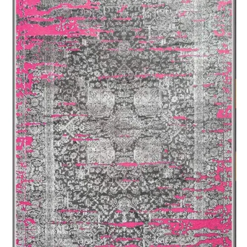 فرش ماشینی طرح پتینه کد2013 زمینه طوسی صورتی