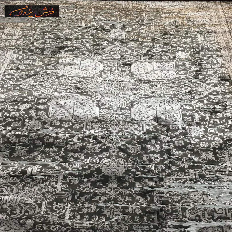 فرش ماشینی طرح پتینه کد2013 زمینه طوسی نقره ای