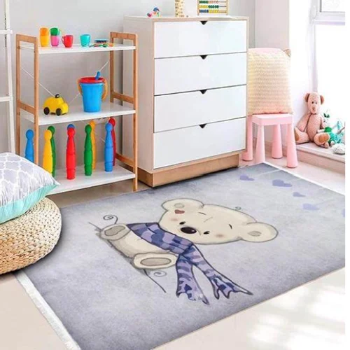 فرش ماشینی محتشم طرح کودک کد 100284 زمینه آبی
